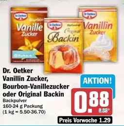 HIT Dr. Oetker Vanillin Zucker, Bourbon-Vanillezucker oder Original Backin Angebot