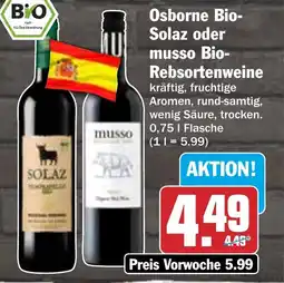 HIT Osborne Bio- Solaz oder musso Bio- Rebsortenweine Angebot