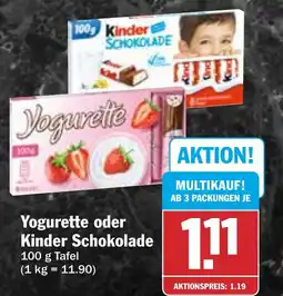 HIT Yogurette oder Kinder Schokolade Angebot