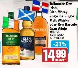 HIT Tullamore Dew Irish, Glen Moray Speyside Single Malt Whisky oder Ron Barceló Gran Añejo Angebot