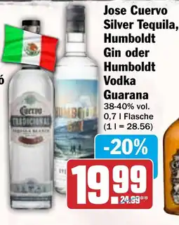 HIT Jose Cuervo Silver Tequila, Humboldt Gin oder Humboldt Vodka Guarana Angebot