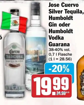 HIT Jose Cuervo Silver Tequila, Humboldt Gin oder Humboldt Vodka Guarana Angebot