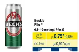 METRO Beck's Pils Angebot