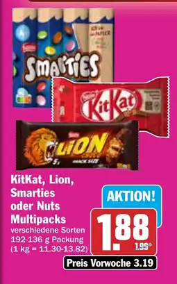 HIT KitKat, Lion, Smarties oder Nuts Multipacks Angebot