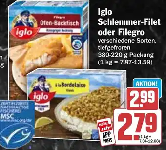 HIT Iglo Schlemmer-Filet oder Filegro Angebot