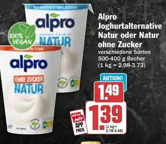 HIT Alpro Joghurtalternative Natur oder Natur ohne Zucker Angebot