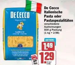 HIT De Cecco Italienische Pasta oder Pastaspezialitäten Angebot