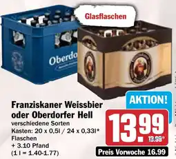 HIT Franziskaner Weissbier oder Oberdorfer Hell Angebot