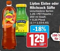 HIT Lipton Eistee oder Hitchcock Säfte Angebot