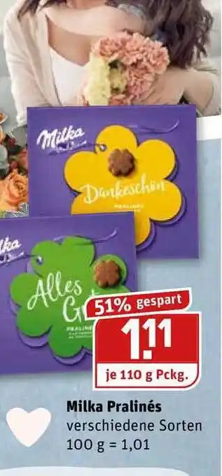 REWE Kaufpark Milka Pralinés 110g Angebot