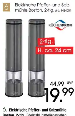 Zurbrüggen Küchenprofi elektrische pfeffer- und salzmühle boston, 2-tlg Angebot
