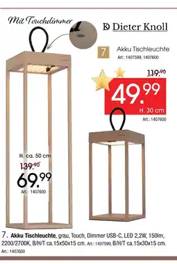 Zurbrüggen Dieter knoll akku tischleuchte Angebot