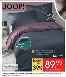 Zurbrüggen Joop! mako satin bettwäsche j! cornflower doubleface Angebot