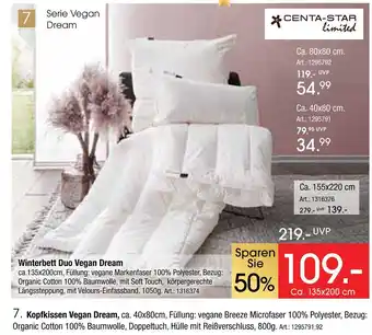 Zurbrüggen Centa-star limited winterbett duo vegan dream Angebot