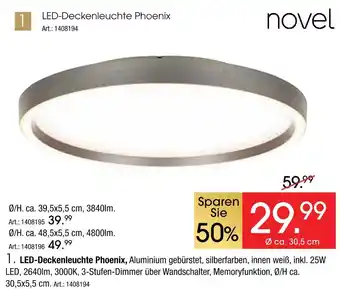Zurbrüggen Novel led-deckenleuchte phoenix ca. 30,5 cm Angebot