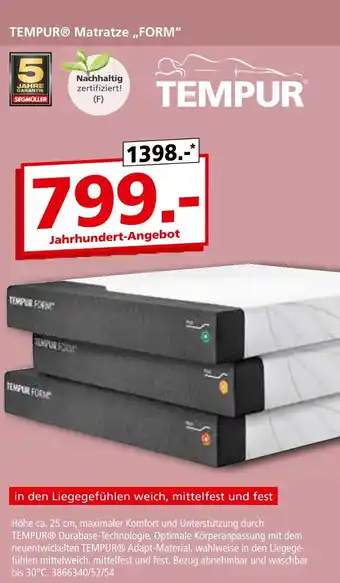 Segmüller Tempur matratze form Angebot