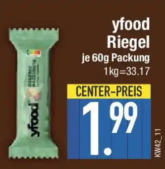 E-Center yfood Riegel je 60g Packung Angebot