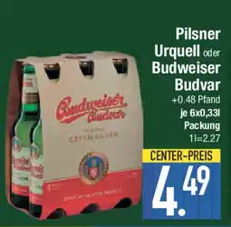 E-Center Pilsner Urquell oder Budweiser Budvar Angebot