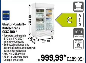 METRO METRO PROFESSIONAL Glastür-Umluft- Kühlschrank GSC2100 Angebot
