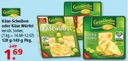 Multi Markt Grünlander Käse-Schelben oder Käse Würfel Angebot