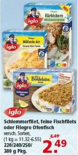 Multi Markt iglo Schlemmerfilet, feine Fischfilets oder Filegro Ofenfisch Angebot