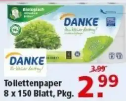 Multi Markt DANKE Tollettenpaper 8 x 150 Blatt, Pkg. Angebot
