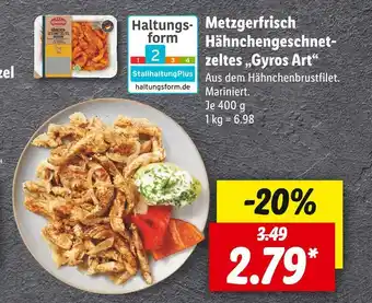 Lidl Metzgerfrisch hähnchengeschnetzeltes „gyros art“ Angebot