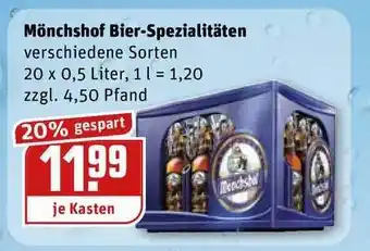 REWE Kaufpark Mönchshof Bier-Spezialitäten 20x0,5L Angebot