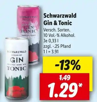 Lidl Schwarzwald gin & tonic Angebot