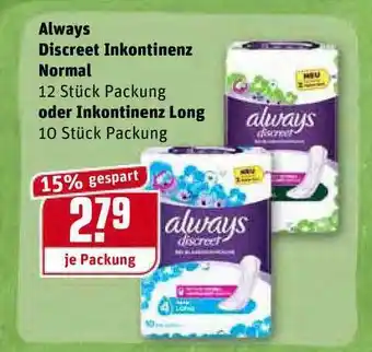 REWE Kaufpark Always Discreet Inkontinenz Normal Oder Long Angebot