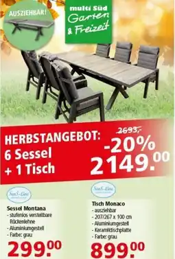 Multi Markt SenS-Line 6 Sessel + 1 Tisch Angebot