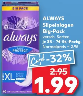 Kaufland ALWAYS Slipeinlagen Big-Pack Angebot