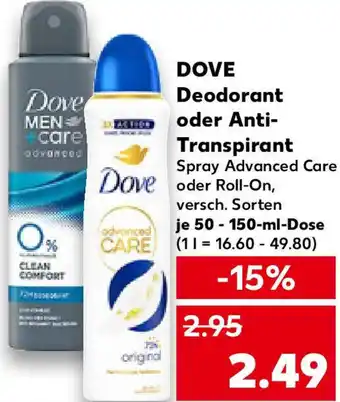 Kaufland DOVE Deodorant oder Anti Transpirant Angebot