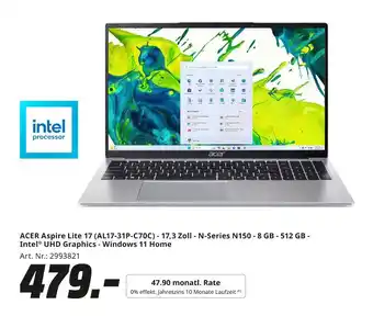 MediaMarkt Acer aspire lite 17 (al17-31p-c70c) Angebot