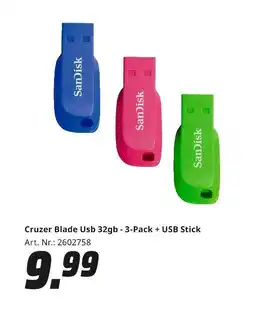 MediaMarkt Sandisk cruzer blade usb 32gb - 3-pack + usb stick Angebot