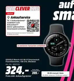 MediaMarkt Google watch 4 41 wi-fi smartwatch fluorelastomer, 130-215, obsidian Angebot