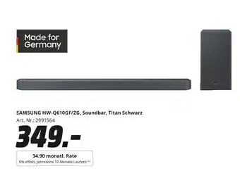 MediaMarkt Samsung hw-q610gf/zg, soundbar, titan schwarz Angebot