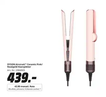MediaMarkt Dyson airstrait ceramic pink/roségold haarglätter Angebot