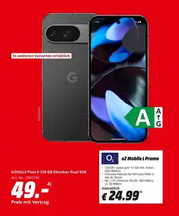 MediaMarkt Google pixel 9 128 gb obsidian dual sim Angebot