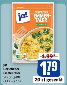 REWE Ja! geriebener emmentaler Angebot