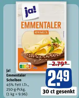 REWE Ja! emmentaler scheiben Angebot