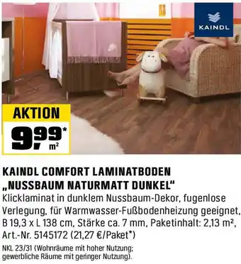 OBI Kaindl comfort laminatboden ,,nussbaum naturmatt dunkel" Angebot