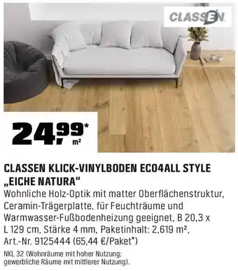 OBI Classen klick-vinylboden ec04all style ,,eiche natura" Angebot