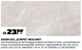 OBI Bodenfliese „olympus" weiss matt Angebot