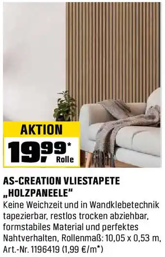 OBI As-creation vliestapete ,,holzpaneele" Angebot