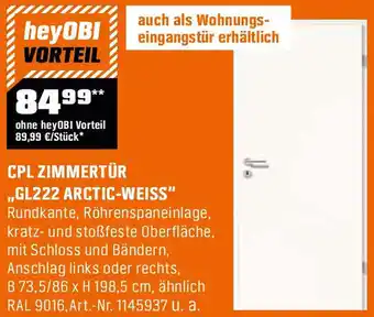 OBI CPL Zimmertür ,,GL222 arctic-weiss" Angebot