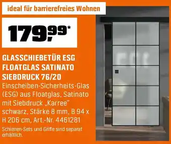 OBI Glasschiebetür esg floatglas satinato siebdruck 76/20 Angebot