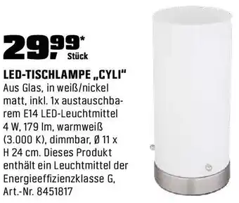 OBI Led-tischlampe „cyli" Angebot