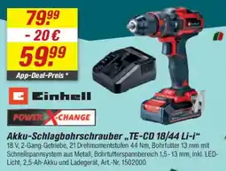 toom Baumarkt Einhell Akku-Schlagbohrschrauber,,TE-CD 18/44 Li-i" Angebot