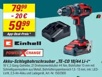toom Baumarkt Einhell Akku-Schlagbohrschrauber,,TE-CD 18/44 Li-i" Angebot